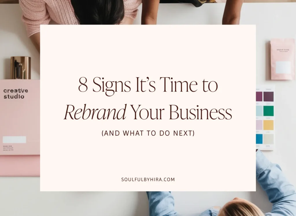 Image illustrating "8 Signs It's Time to Rebrand Your Business," featuring icons and text for each sign.
